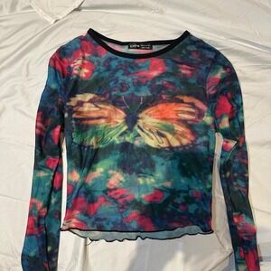 Butterfly mesh‎ long sleeve top